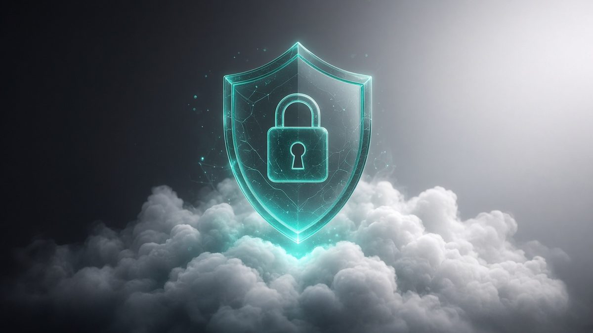 Abstract secure cloud shield representing HIPAA-minded protection
